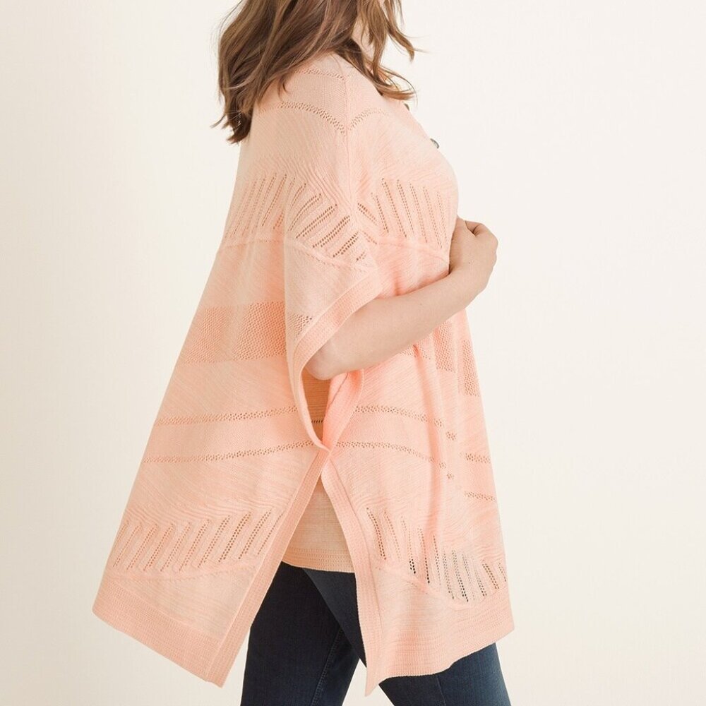 NWT Chico's Blush Peach Textured Ruana  Size S/M